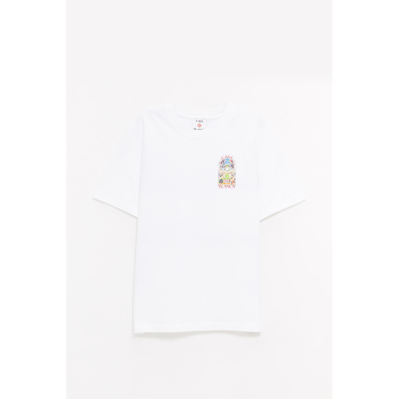 CASABLANCA WHITE TENNIS LANDSCAPE TENNIS LANDSCAPE T SHIRT
